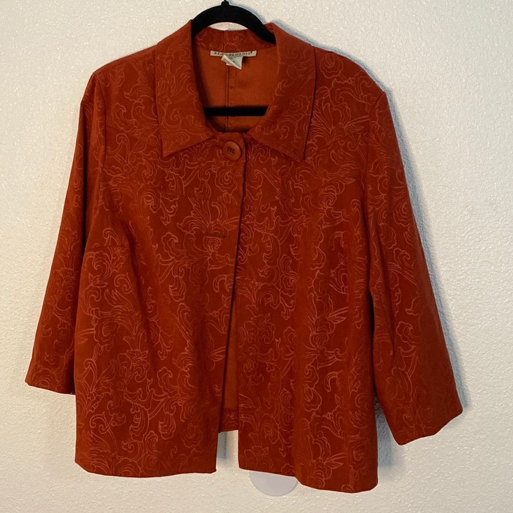 Requirements- burnt orange overcoat- size XL